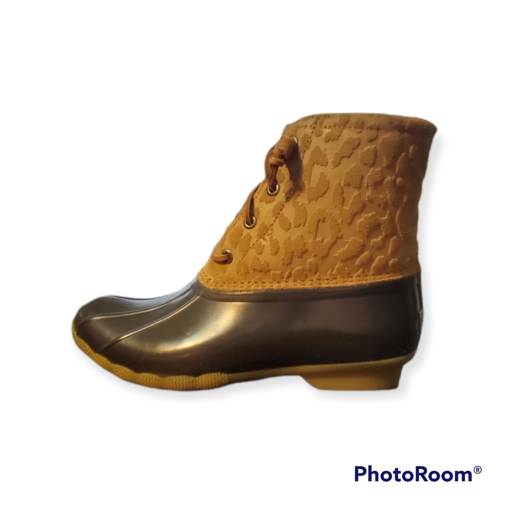 Sperry Cheetah Print Duck Boot New In Box Women's Size 8 An All-Weather Boot - Picture 8 of 15